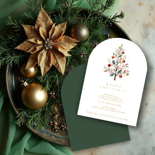 Green Delicate Simple Chic Winter Christmas Tree Invitation