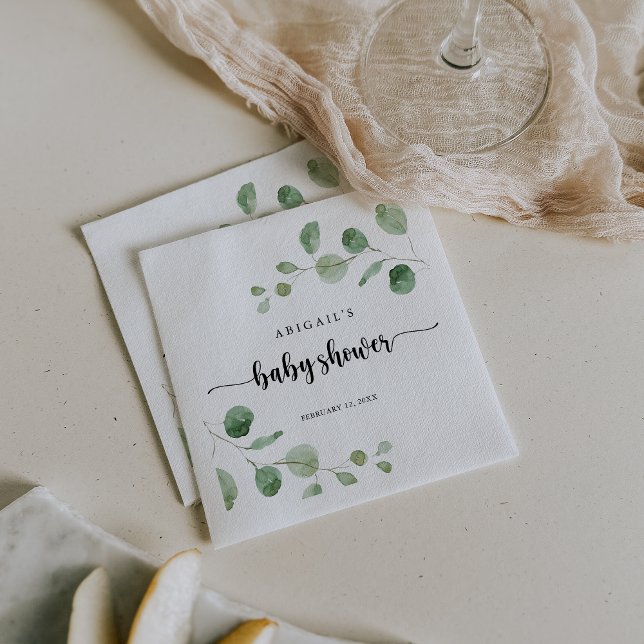 Green Delight Eucalyptus Baby Shower Napkins (Creator Uploaded)