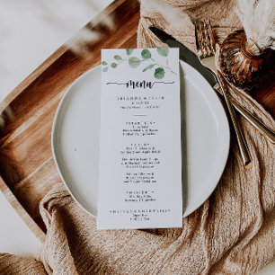 Green Delight Eucalyptus Calligraphy Dinner Menu
