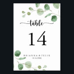 Green Delight Eucalyptus Calligraphy Wedding  Table Number<br><div class="desc">This green delight eucalyptus calligraphy wedding table number is perfect for a simple wedding. The design features watercolor hand-drawn elegant botanical eucalyptus branches and leaves.

This is a double sided table number. Add each table number you need to your cart individually.</div>