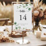 Green Delight Eucalyptus Calligraphy Wedding  Table Number<br><div class="desc">This green delight eucalyptus calligraphy wedding table number is perfect for a simple wedding. The design features watercolor hand-drawn elegant botanical eucalyptus branches and leaves.

This is a double sided table number. Add each table number you need to your cart individually.</div>