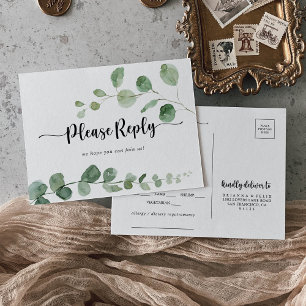 Green Delight Eucalyptus Menu Choice RSVP  Postcard