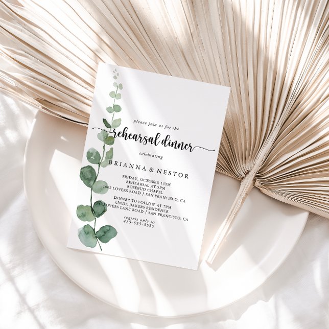 Green Delight Eucalyptus Rehearsal Dinner  Invitation (Creator Uploaded)