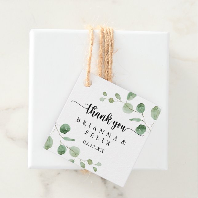 Green Delight Eucalyptus Wedding  Favour Tags (In Situ)