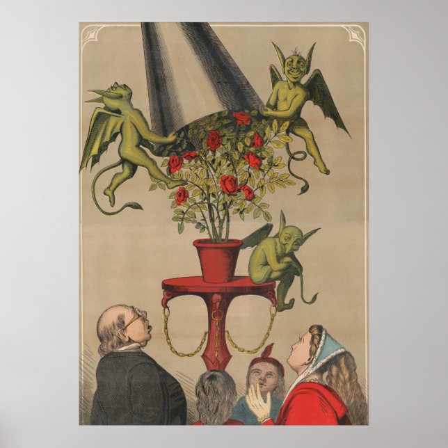 Green Demons Removing Cover From Bouquet Of Roses Poster (Front)