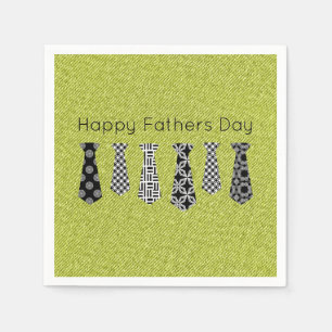 Green Denim Black Neck Ties Happy Fathers Day Napkin