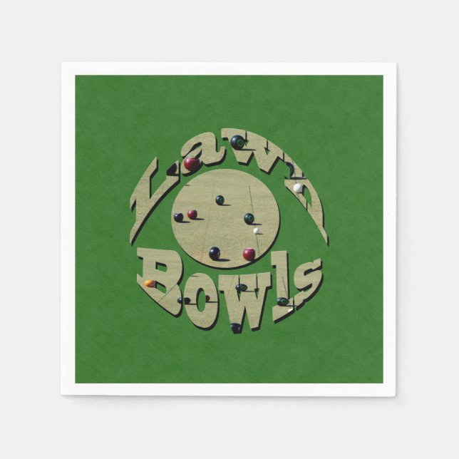 Green Denim Lawn Bowls, Paper Napkins (Front)