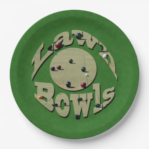 Green Denim Lawn Bowls, Paper Party Plates