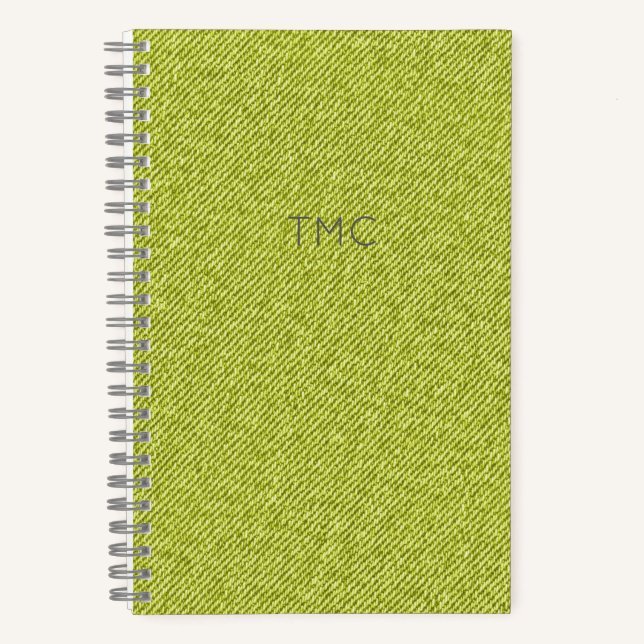 Green Denim Monogram INITIALS Grey Masculine Cool Notebook (Front)