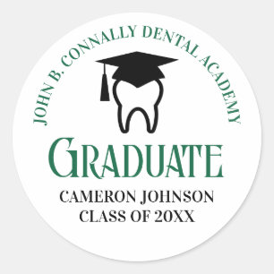 Green Dental School Custom Dentist Graduation Classic Round Sticker