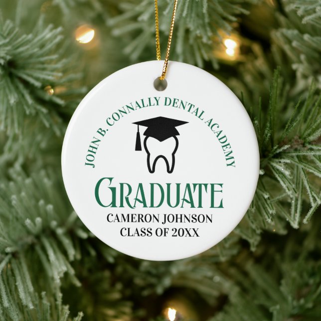 Green Dental School Custom Graduation Christmas Ceramic Tree Decoration (Tree)