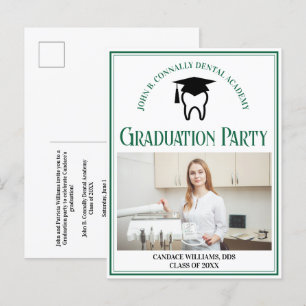 Green Dental School Photo Custom Graduation Party Invitation Postcard