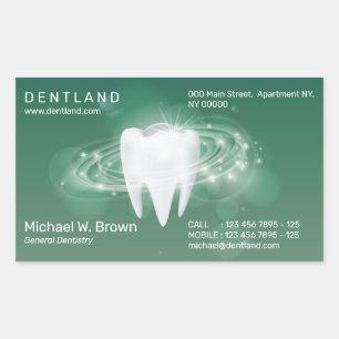 Green Dentist Dental Office Rectangular Sticker