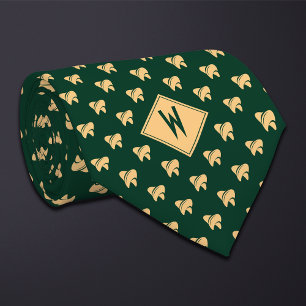 Green Dentist Hygienist Tooth Icon Tie