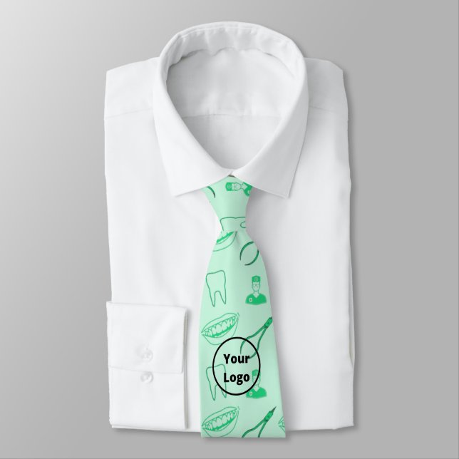 Green dentist pattern tie (Tied)