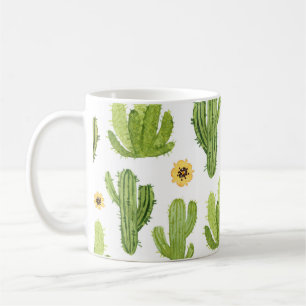 Green Desert Cactus: Watercolor Seamless Coffee Mug