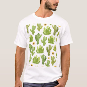Green Desert Cactus: Watercolor Seamless T-Shirt