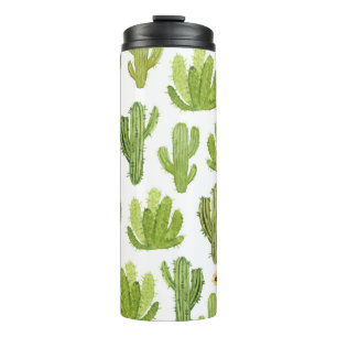 Green Desert Cactus: Watercolor Seamless Thermal Tumbler