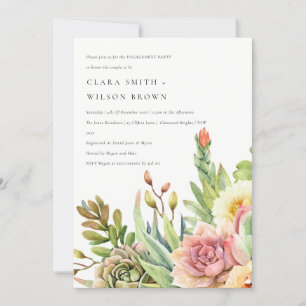 GREEN DESERT SUCCULENT CACTI FOLIAGE ENGAGEMENT INVITATION