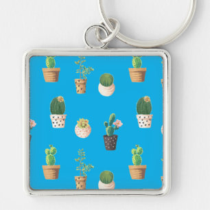 Green Dessert Succulent Cactus in Pots Key Ring