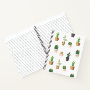 Green Dessert Succulent Cactus in Pots Notebook