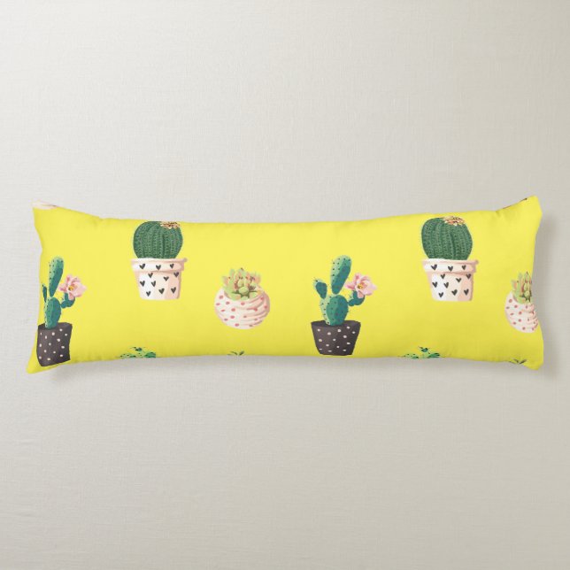 Green Dessrt Succulent Cactus in Pots Body Cushion (Front)