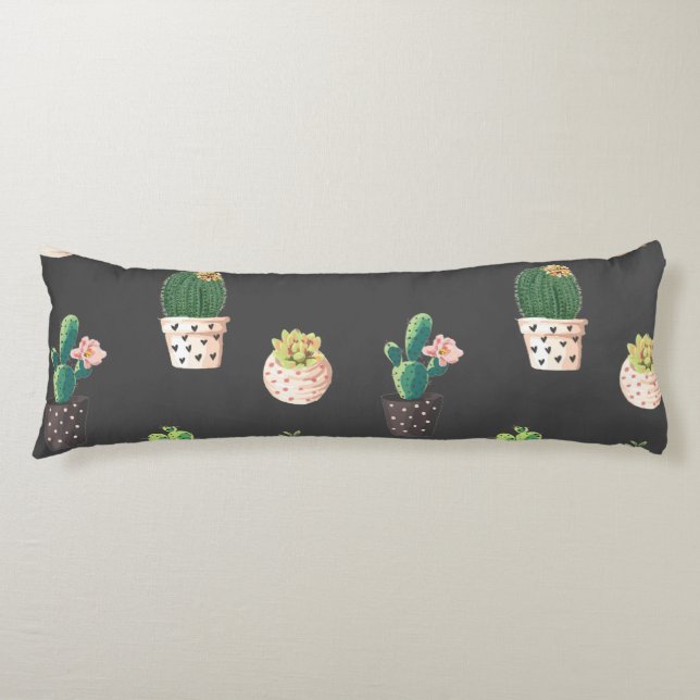 Green Dessrt Succulent Cactus in Pots Body Cushion (Front)