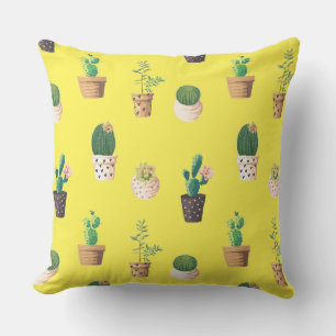 Green Dessrt Succulent Cactus in Pots Cushion