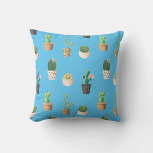 Green Dessrt Succulent Cactus in Pots Cushion