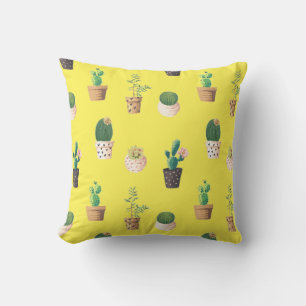 Green Dessrt Succulent Cactus in Pots Cushion