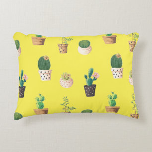 Green Dessrt Succulent Cactus in Pots Decorative Cushion