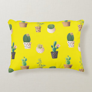 Green Dessrt Succulent Cactus in Pots Decorative Cushion