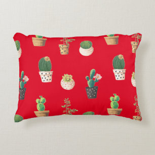 Green Dessrt Succulent Cactus in Pots Decorative Cushion