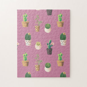 Green Dessrt Succulent Cactus in Pots Jigsaw Puzzle