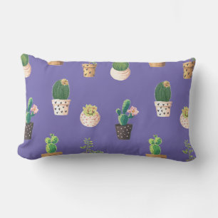 Green Dessrt Succulent Cactus in Pots Lumbar Cushion