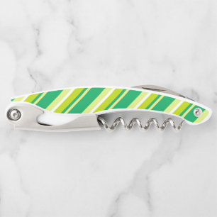 Green Diagonal Stripes Corkscrew