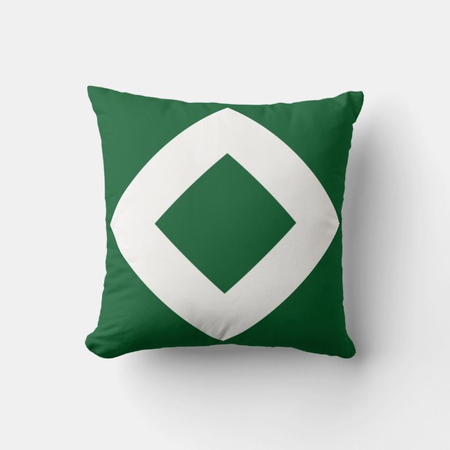 Green Diamond, Bold White Border Cushion (Front)