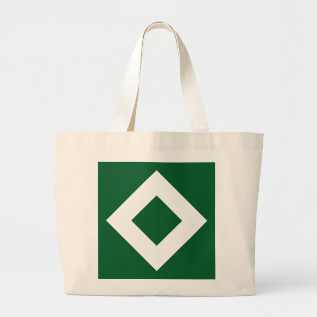Green Diamond, Bold White Border Large Tote Bag (Front)
