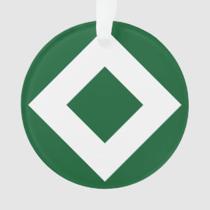 Green Diamond, Bold White Border Ornament