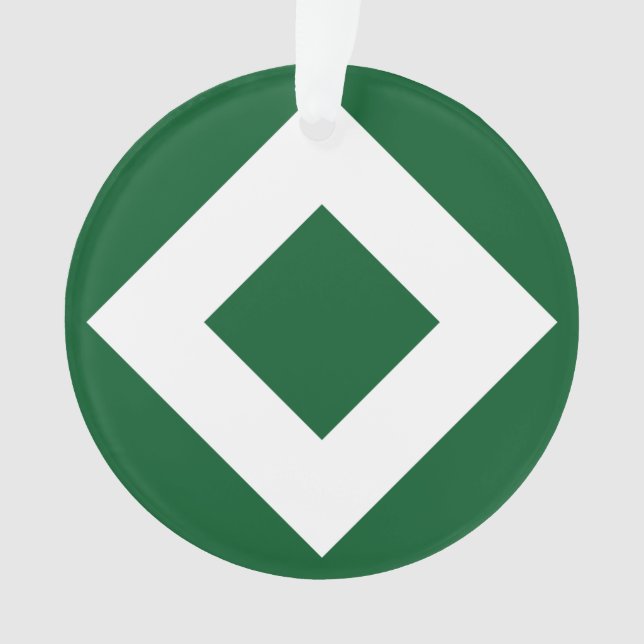 Green Diamond, Bold White Border Ornament (Front)