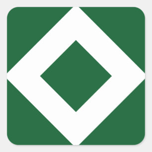 Green Diamond, Bold White Border Square Sticker