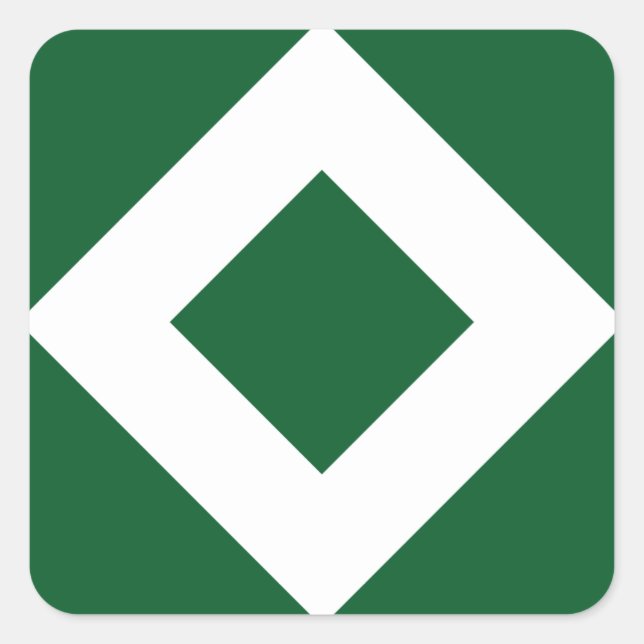 Green Diamond, Bold White Border Square Sticker (Front)