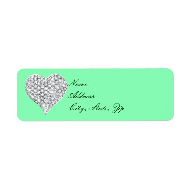 Green Diamond Heart Address Labels (Front)