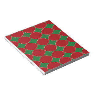 Green diamond icons on red notepad