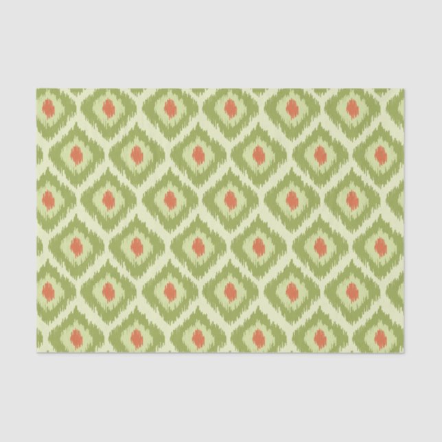 Green Diamond Ikat Pattern Tissue Paper (Front)