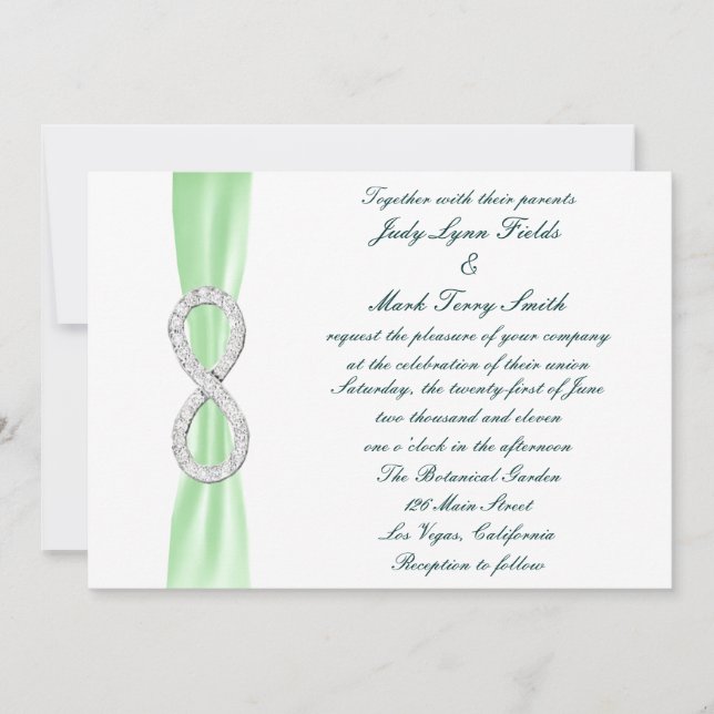 Green Diamond Infinity Wedding Invitation (Front)