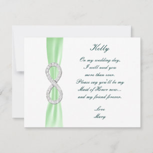 Green Diamond Infinity Wedding Maid Of Honour Card
