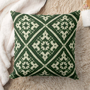Green Diamond Nordic Knit Seamless Pattern Cushion