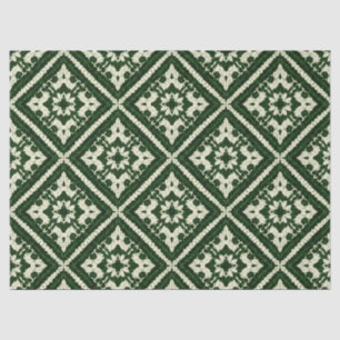 Green Diamond Nordic Knit Seamless Pattern Tissue Paper