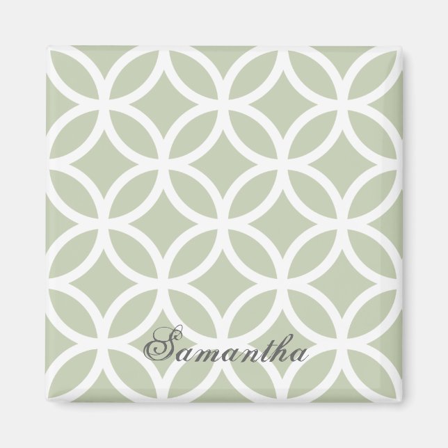Green Diamond Pattern Personalised Magnet (Front)